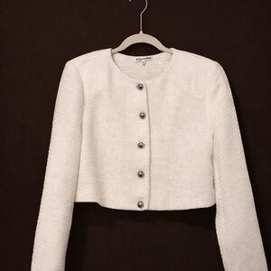 Reformation tweed two-piece (skirt + cropped blazer), Size M/6, $100